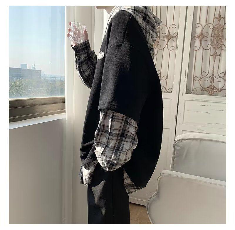 Men's Stylish Two-Piece Hoodie: Autumn/Spring Loose Fit, Plus Size, Trendy High Street Style Jacket