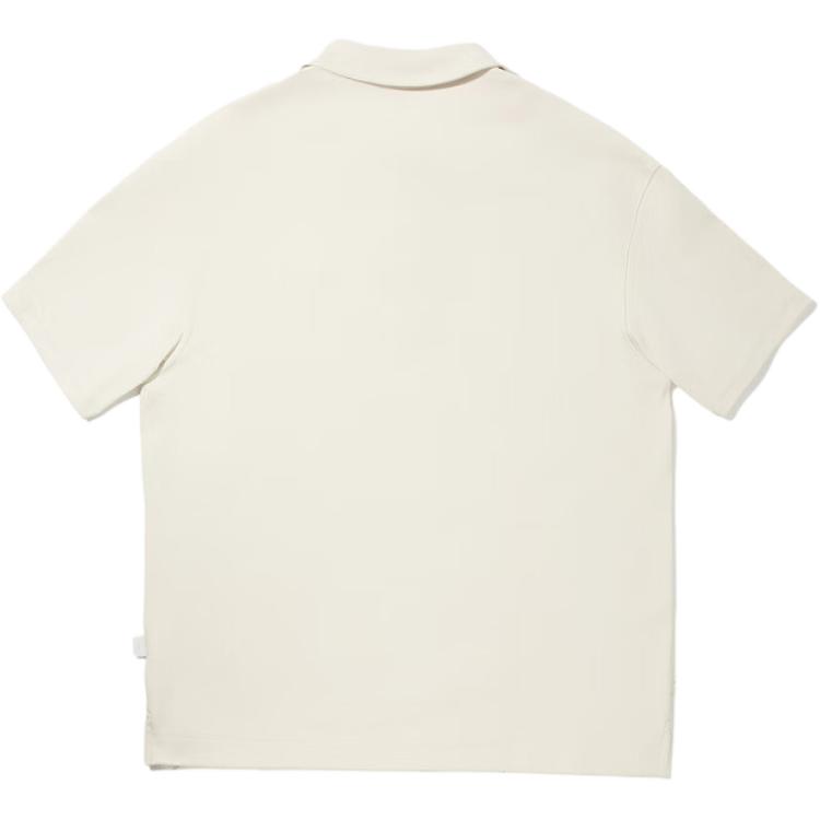 Li Ning Solid Color Soft Comfortable Breathable Versatile Loose Short Sleeve Polo Shirt Unisex Polo Shirts Pearl-White APLV635-2