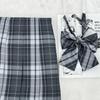Winter Gray Plaid High-Waist Slimming JK School Uniform Pleated A-line Midi Skirt