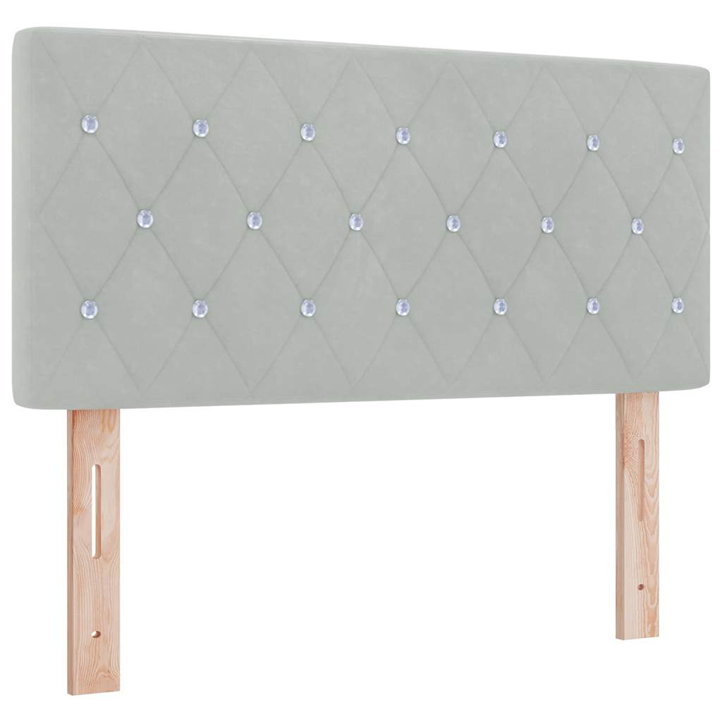 Box Spring Bed with Headboard Light Grey 90 x 200 cm Velvet