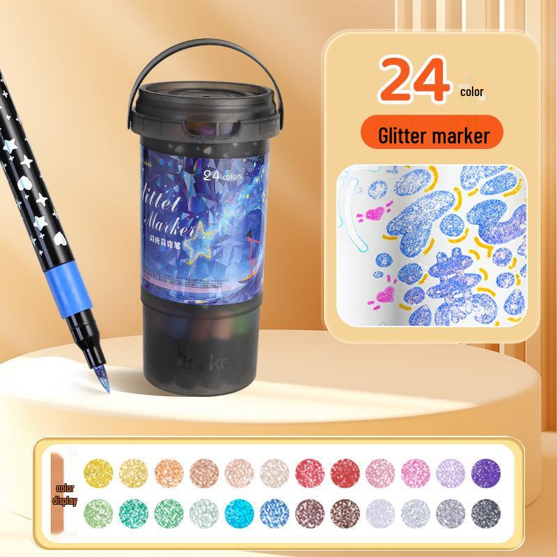 Double-Headed Glitter Marker Fluorescent Pen for Art, DIY, and Dual-Color Notes