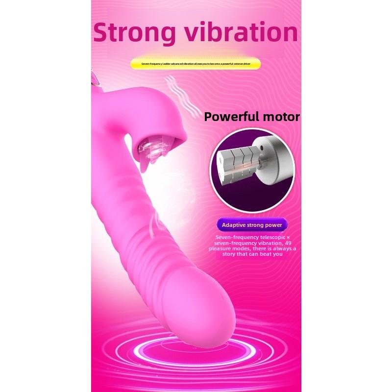 Honey Tongue Cyclone Fully Automatic Telescopic Heated Vibrator Female Electric Masturbator Erotic Sex Toys