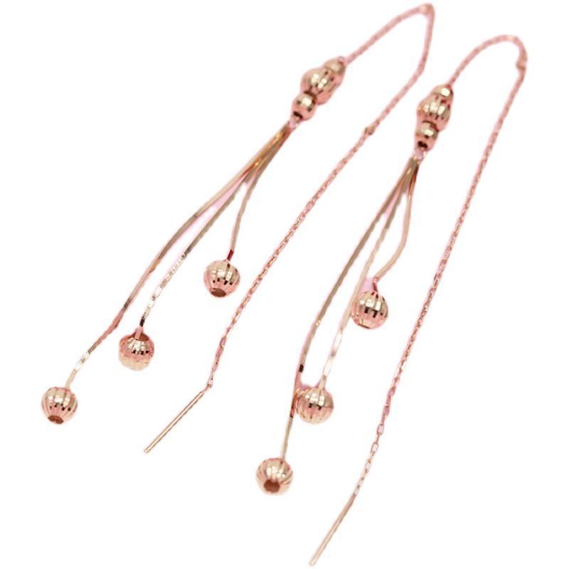 Exquisite Russian Purple Gold Fringed Lantern Ball Earrings, Exquisite Elegance, Super Fairy-Plated Rose Gold Long Earrings