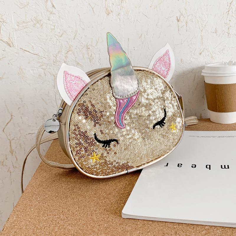 Iridescent Unicorn Cartoon Princess Crossbody Bag for Baby Girls