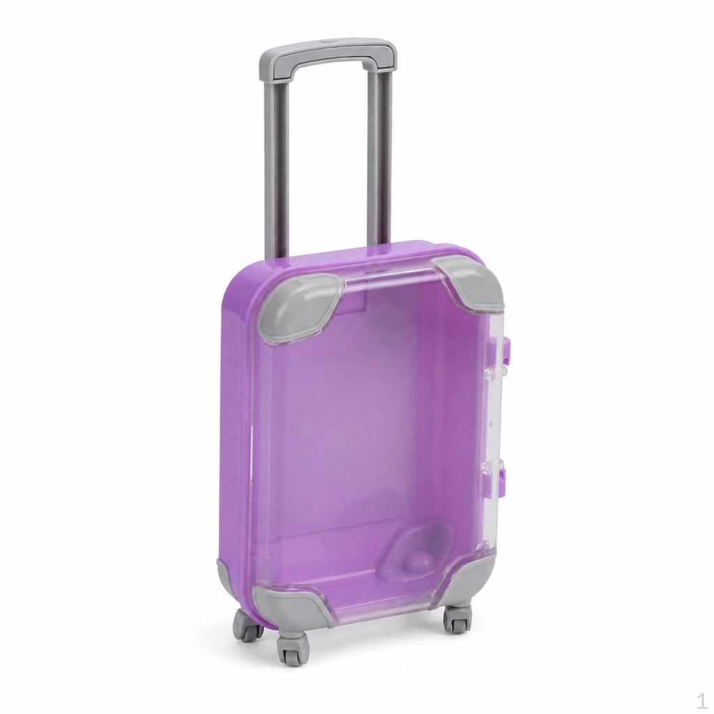 Miniature Suitcase Eyelash Storage Box, Dollhouse Travel Luggage Toy Pink