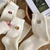 Cartoon Mink Velvet Socks Anti-slip Fluffy Mid Socks Soft Floor Plush Sock