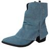 Spring and Summer Retro Casual Pointed Thick Heel Temperament Trouser Boots Autumn and Winter Solid Color Women's Western Denim Short Boots
