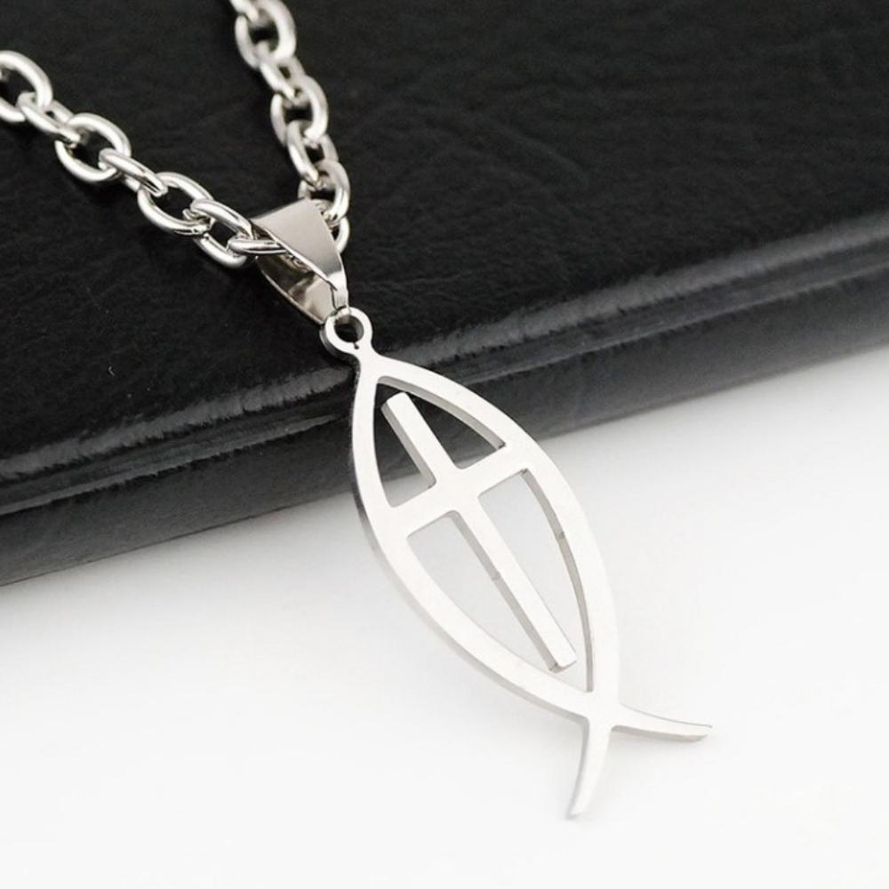 Kresťanský symbol Ryba Ichthys Prívesok Náhrdelník Dĺžka 45 cm