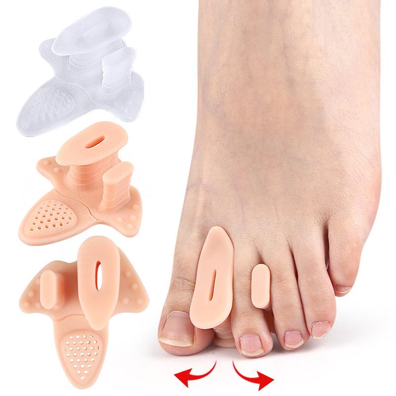 1Pair Silicone Thumb Valgus Toe Separator Soft Shock-Absorbing Massage Forefoot Pad With Holes  Bunion Corrector
