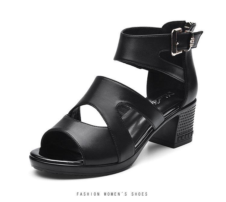 2025 Women's Peep Toe Roman Chunky Heel Sandals - Summer Fashion with Thick Sole