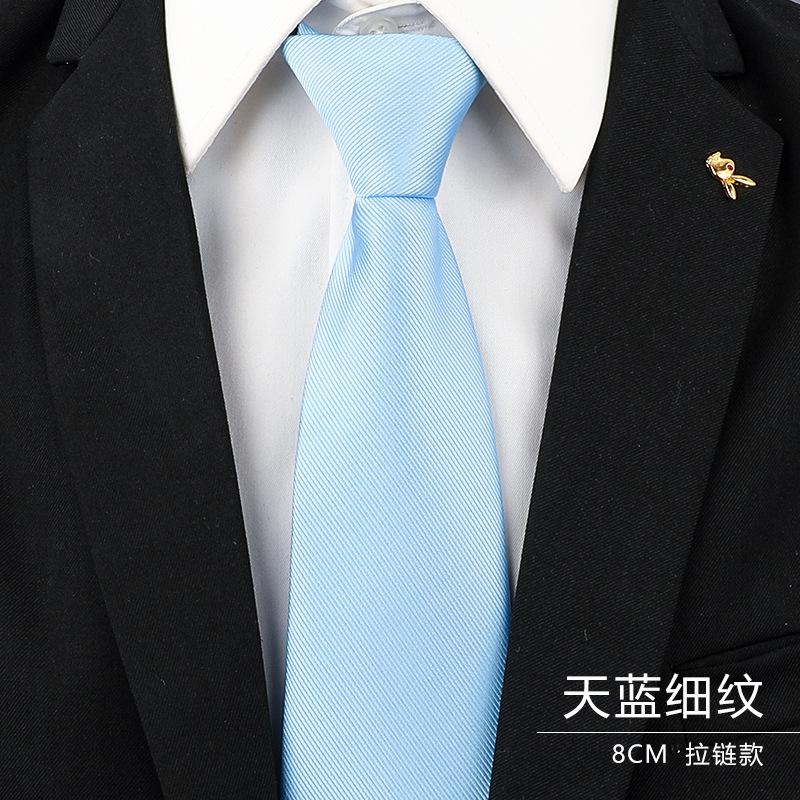 

Tie Men S Sky Blue Fine Stripe Dress Business Shirt Suit Lazy No Zipper Wedding Trend