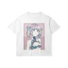 Camiseta Gráfica de Line Art Bicolor "Noche y Día" de Chica Anime Genial | Ropa Urbana Cyberpunk Y2K Camiseta para Fan de Anime