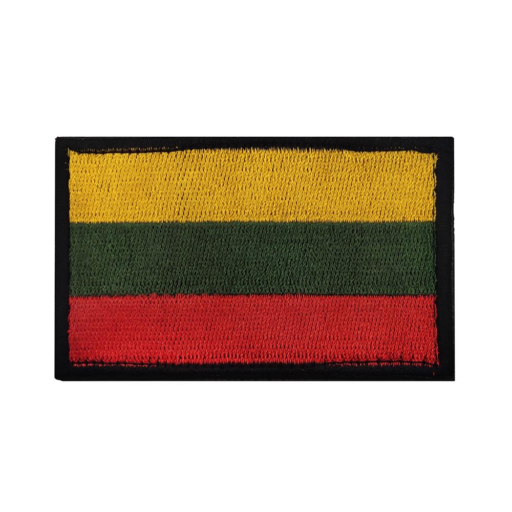 Lithuanian Flag Knight Patch - Reflective Embroidered Velcro Sticker