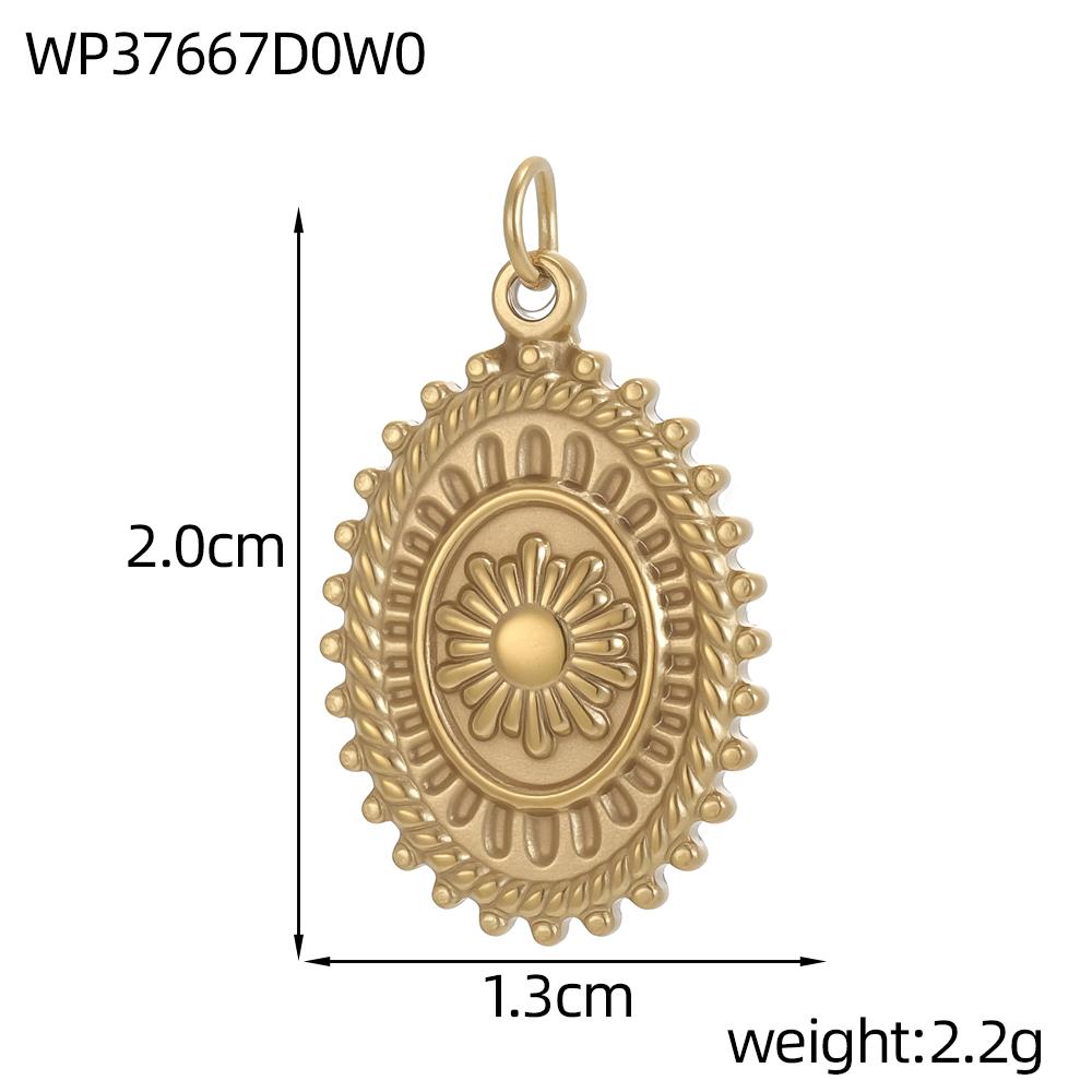 CARLIDANA Retro Geometric Jewelry Pendant Charms Stainless Steel Gold Plated Embossed Coin Moon Sun Jewelry Accessories Earrings