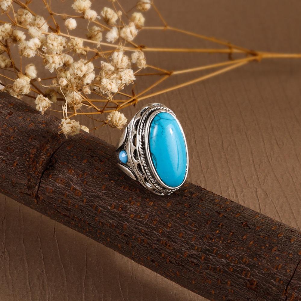 Zinc Zinc Alloy Western Country Ring Antique Vintage Ring Trendy Turquoise Ring  Girls