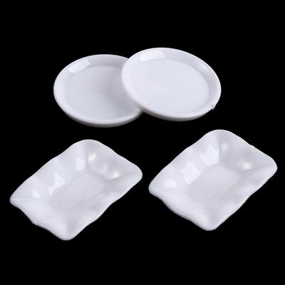 Decor Toys Kitchen Toys Doll House Trays Simulation Tableware Mini Food Dishes Food Plates White Miniature Dish Girls Gifts