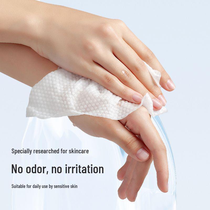 Disposable Cotton Facial Cleansing Wipes, Dry & Wet, Soft Face Towels, Dark Green/White Plaid Style