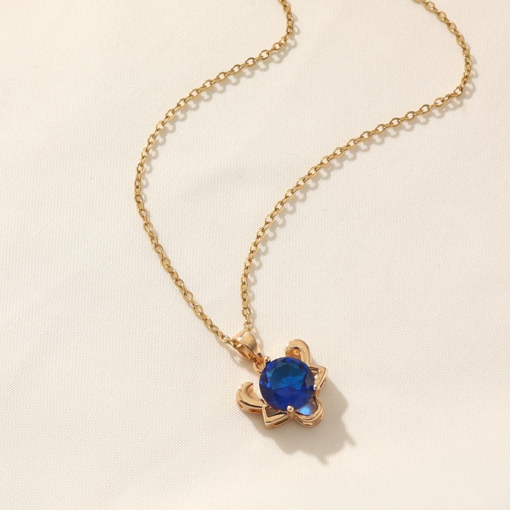 Fashion 12 Constellations Zirconia Pendant Necklaces for Women Sparkling Golden Stainless Steel Necklace Jewelry