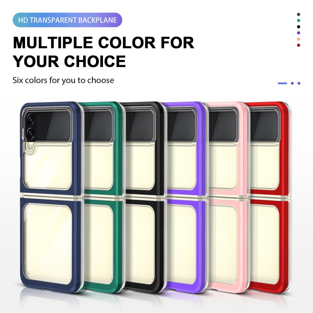 Candy Color Frame Transparent Acrylic Shockproof Phone Case For Samsung Galaxy Z Flip 3 5g Hard Clear Back Cover