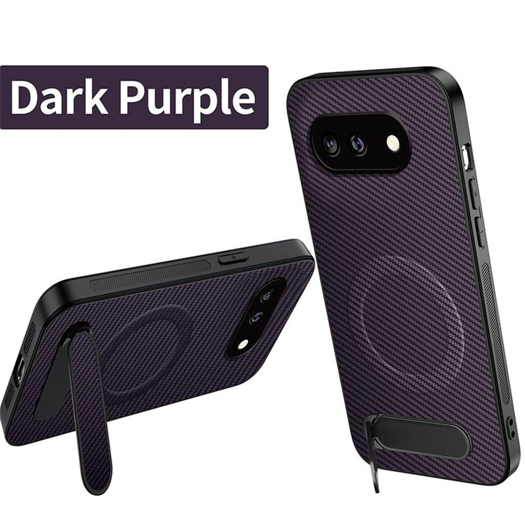 Carbon Fiber Texture TPU Phone Case for Google Pixel 9A Multi‑Angle Kickstand Soft Protective Cover