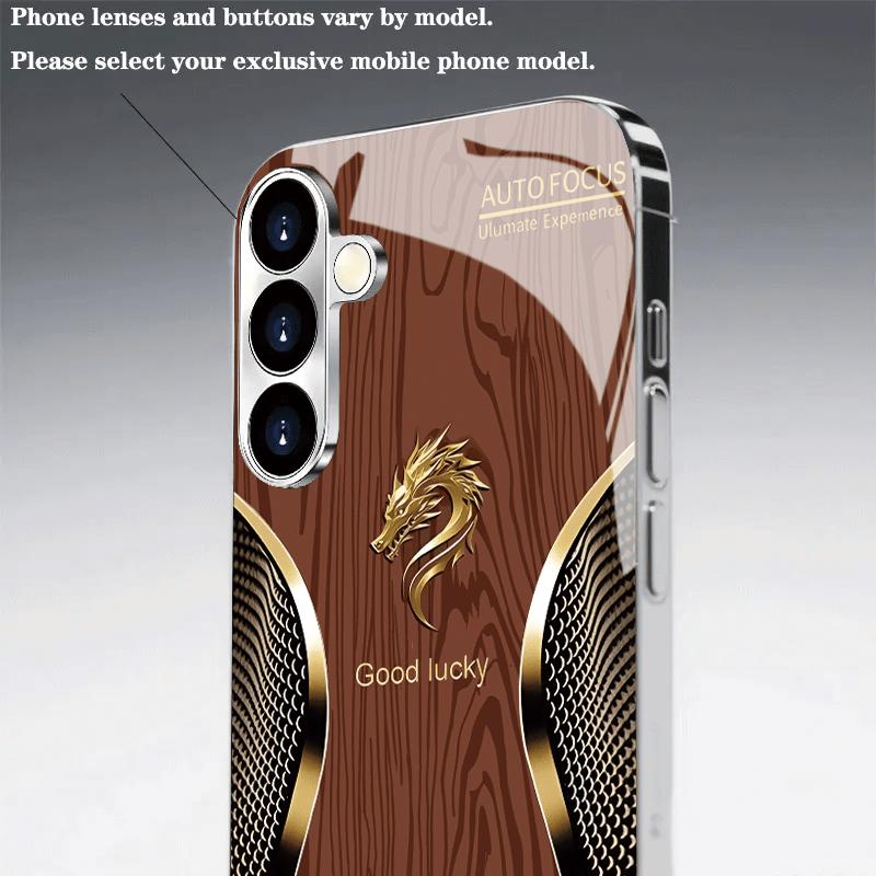 Dragon pattern glass phone case suitable for Samsung Galaxy S26 S25 S24 S23 S22 S20 FE/Ultra/Plus anti drop back cover