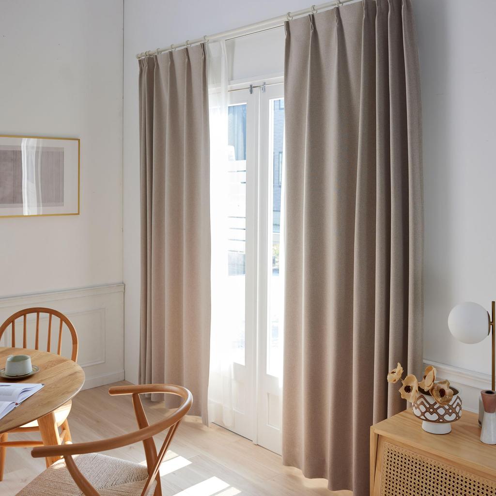 Suminoe Curtain, Beige, 100 x 178 cm, BLACKOUT+ Caruce, Light-blocking, Soundproof, V1377, 1 panel.