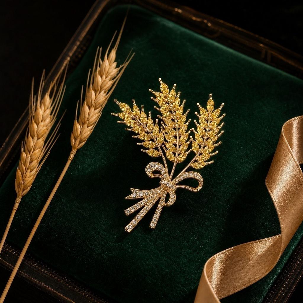 Elegant Wheat Ear Brooch Pin for Women Classic Floral Design Accessory Suitable for Jackets Coats and Blazers Decorative Metal Brooch