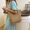 Summer large-capacity straw woven bag women's 2025 new foreign-style commuter shoulder bag seaside beach woven tote bag