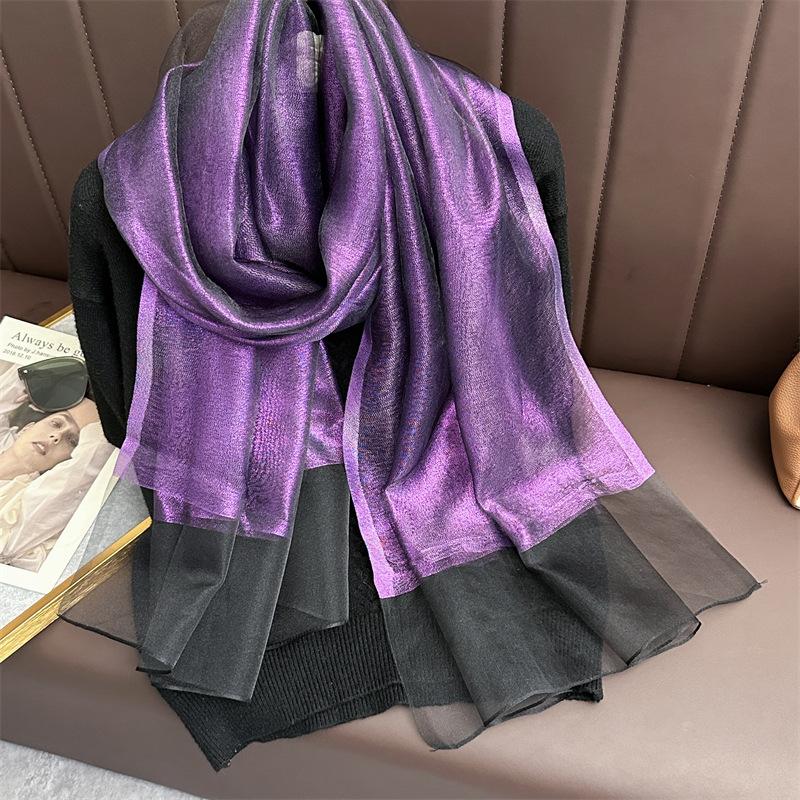 Silk Wool Scarf for Women Solid Scarves Shawls Wraps Pashmina Hijab Foulard Femme Beach Stoles Bandana Luxury Brand Poncho