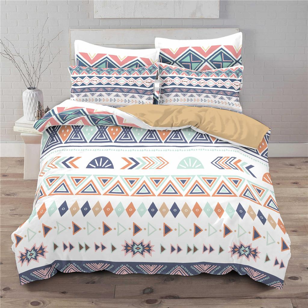 Bohemian-Bettwäsche-Set, Schlafzimmer, Bettbezug, Kissenbezug, Bettwäsche, Einzelbett, Doppelbett, volle Größe, 2/3-teilig, Mikrofaser