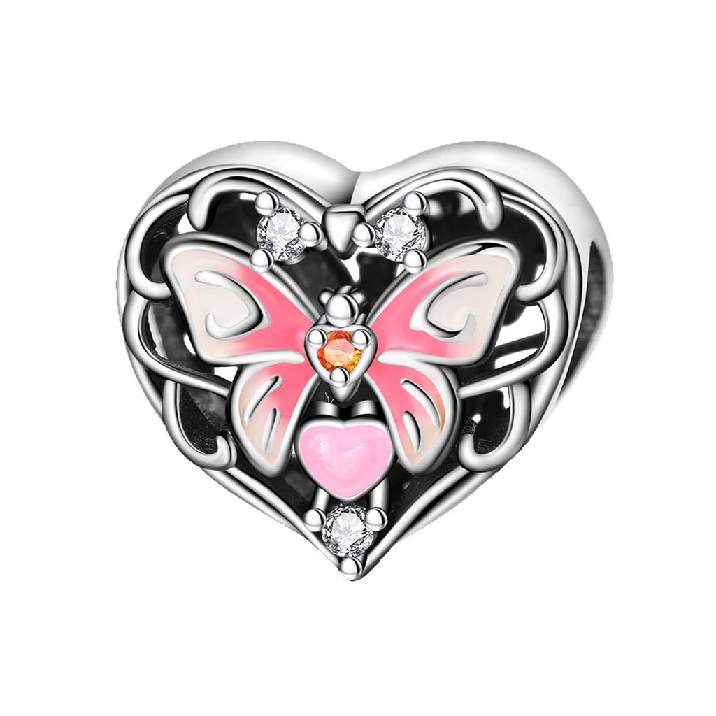 S925 Silver DIY Heart Shaped Charm Pendant Beads For Handmade Necklace Bracelet Jewelry Making Accessories