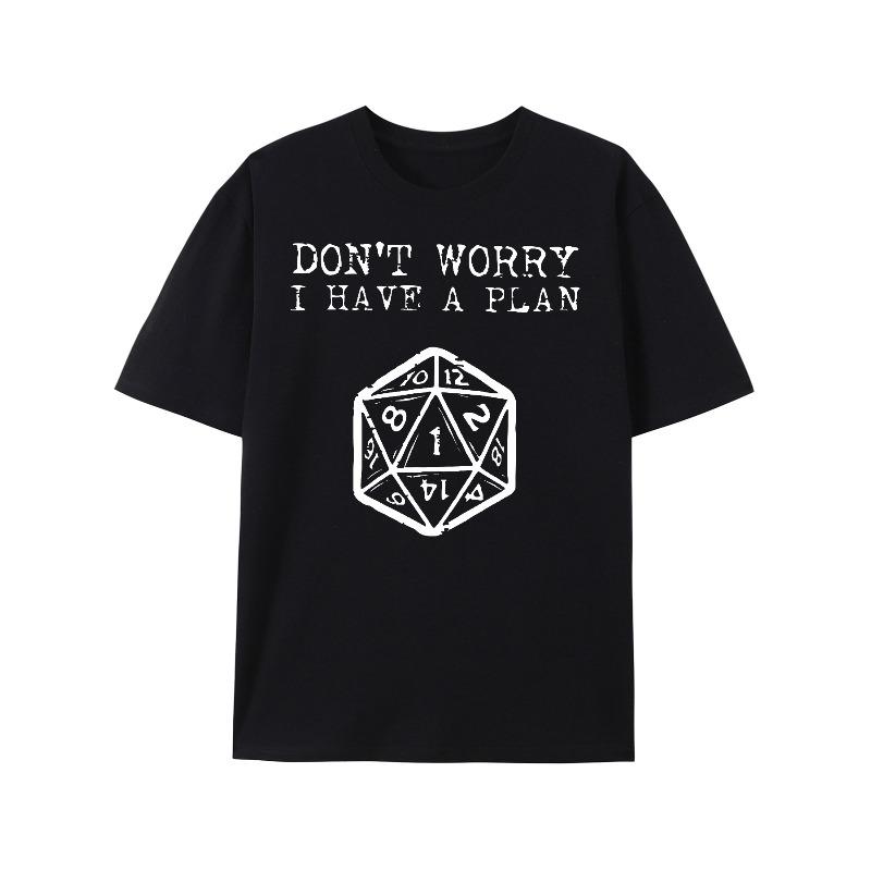 

European sizes Vibrant Dice Graphic Print Short Sleeve T-Shirts - Soft, Breathable, Comfy Crew Neck Tops with Elastic Waistband 4XL чорний