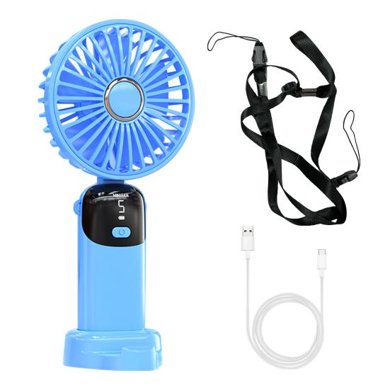 Portable Handheld Fan Digital Display 5 Speeds Low Noise Rechargeable 180 Degree Adjustable Foldable Cooling Fan Small Personal Air Conditioner