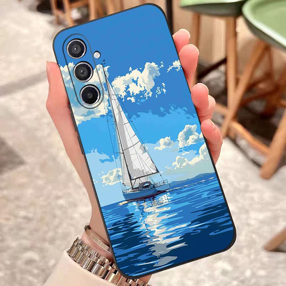 Sailing Boat Art Paintings Phone Case For Samsung S25 Edge S24 S23 S22 S21 S20 Ultra Plus Fe Galaxy A54 A53 A34 A25 A16 Silicon