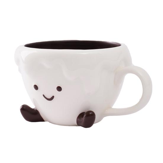 Keramický šálek kávy Kreslený vzor Šálek na espresso Hrnek na čaj Latte Hrnek na mléko Multifunkční šálek na nápoje pro kancelář Home