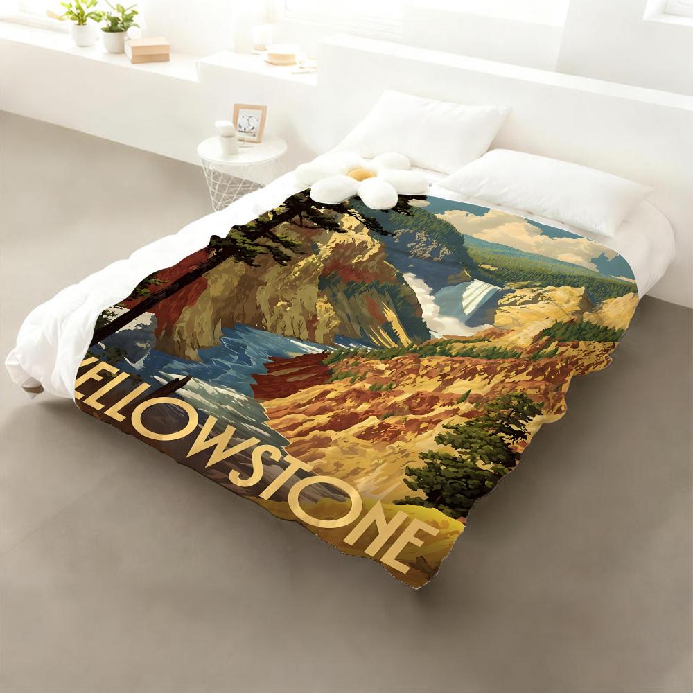 

Yellowstone National Park Throw Flannel Throw Blanket: Soft Kid-Friendly Warm Anti-Static All Season Washable Couch Bed Home 75x90cm