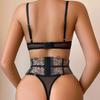 Women Sexy Lingerie Set Lace Embroidery Patchwork Lingerie Set Lace-Up Decor Body Shaping Lingerie