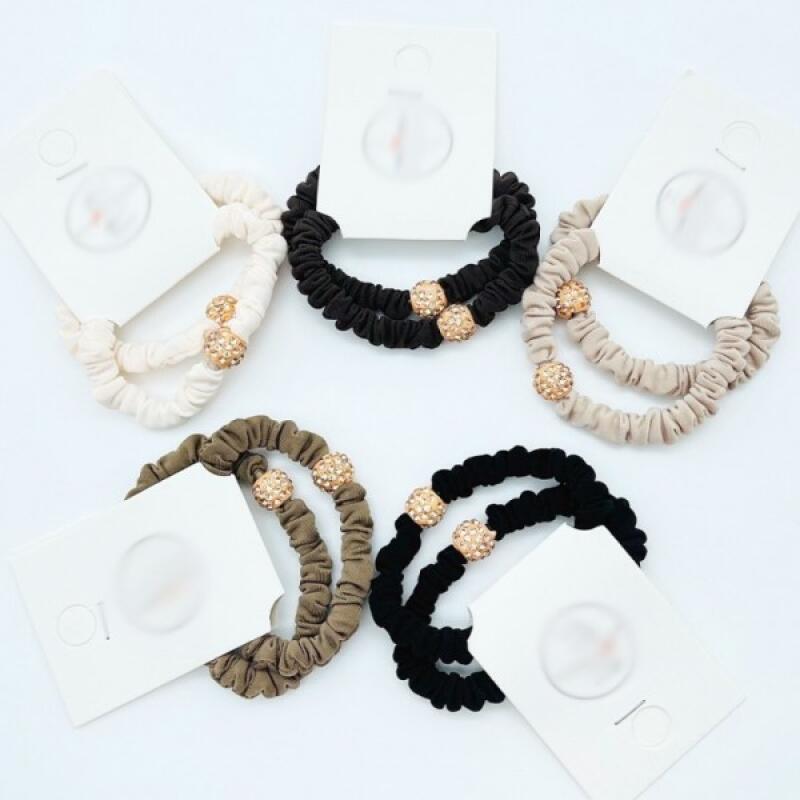 Cubic bead hair band 2P 5 colors pretty point hair drop