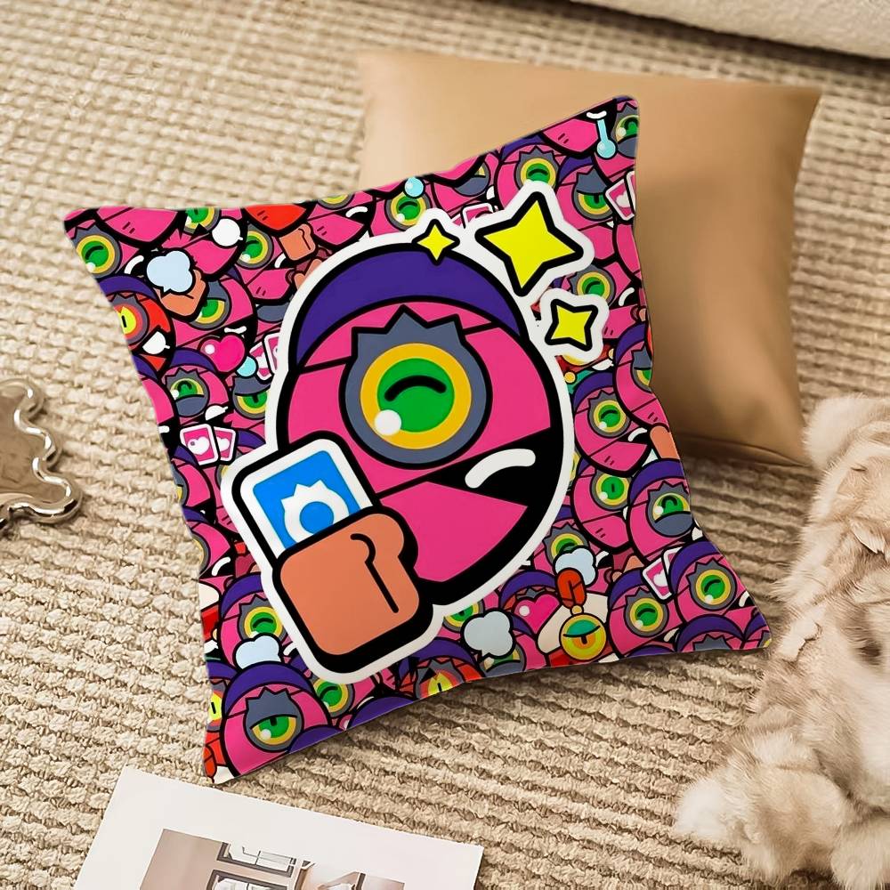 B-Brawl Anime S-Stars Pillow Case Anti-dustmite Pillowcase Invisible Zipper Silky Short Plush Sofa Cushion Cover