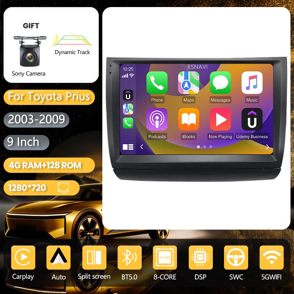 Android 16 for Toyota Prius 20 2002 - 2009 wifi+4G Carplay Car Radio GPS Navigation Multimedia Player Steering Wheel Control