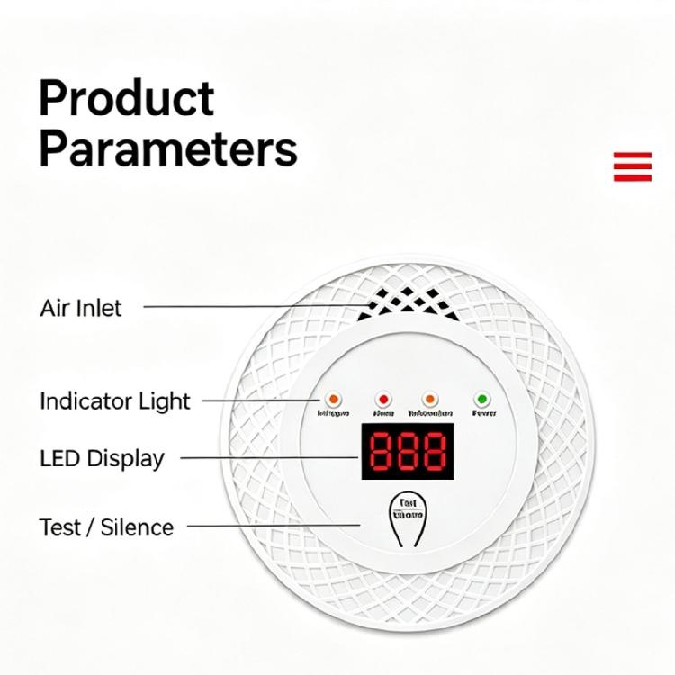 Indoor Carbon Monoxide Alarm with Display Reading, Statuses Markers and Flexible Battery Supply for Home Areas Daily