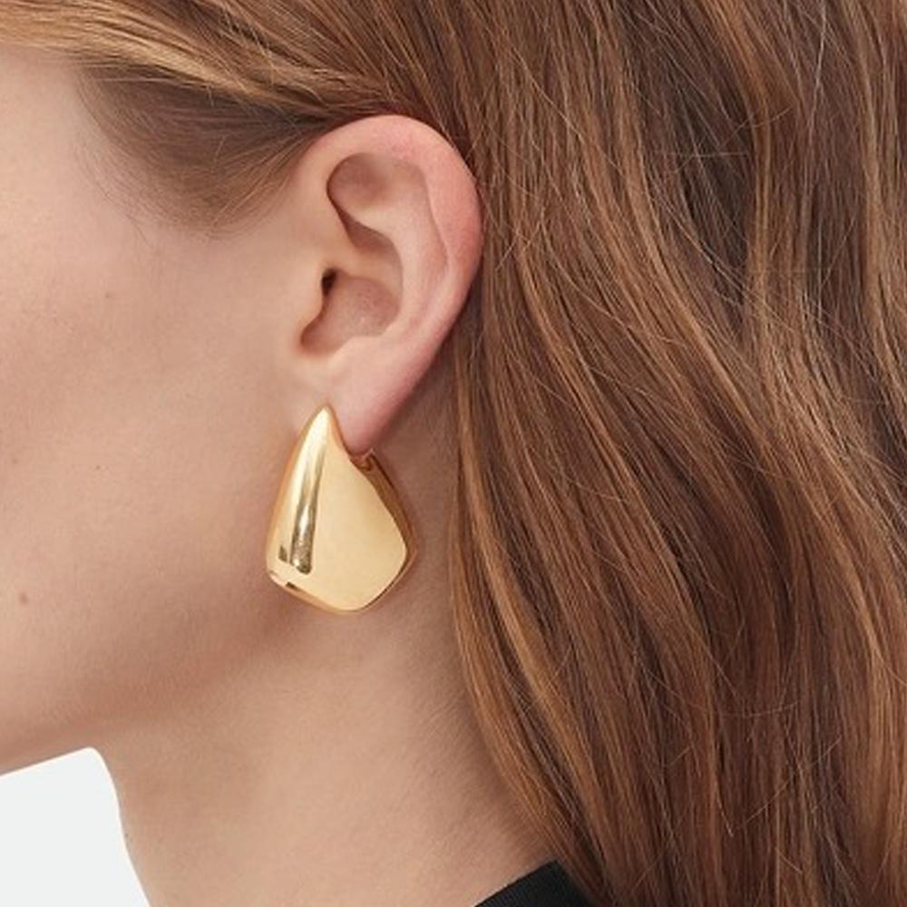 New Design Gold Color Smooth Irregular Hoop Earrings For Women Girls Metal Waterproof Chunky Wide Ear Buckle Punk Jewelry Gifts
