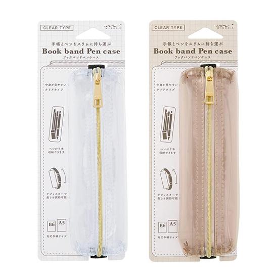 DESIGNPHIL Midori Transparent Book Band Pen Case for B6-A5 Notebooks [All 2 Colors]