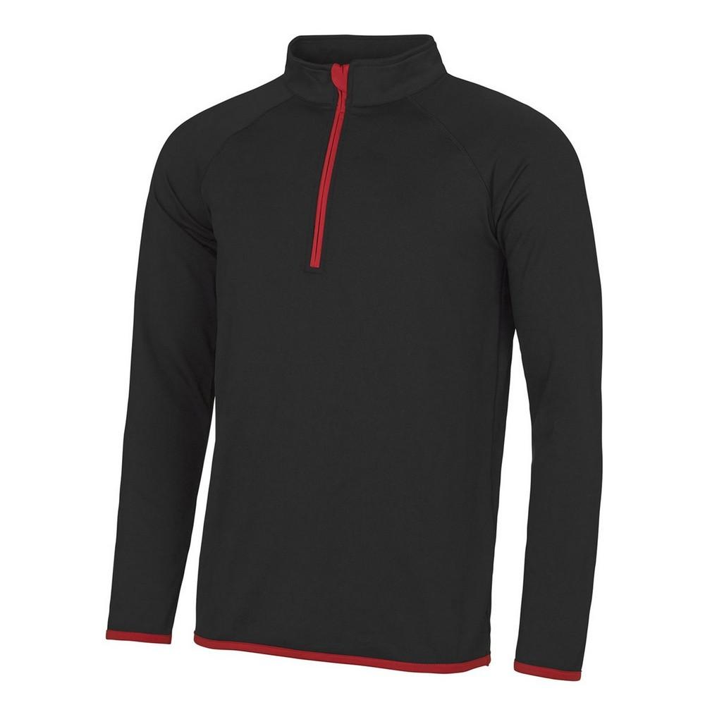 Just Cool Mens Plain Quarter Zip Sweatshirt