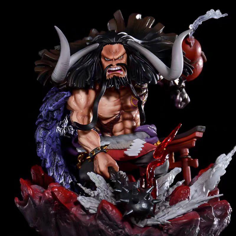 Anime One Piece The Four Emperors Kaido Q Version Action Figure GK Statue Model Battle Scene Toy Doll Decoration Gift