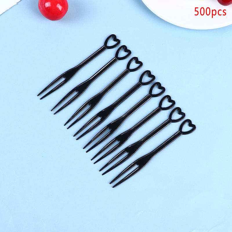500Pcs/200Pcs Heart-Shaped Cake Forks Mini Children Plastic Dessert Fruit Fork Dinnerware Party Bake Utensils