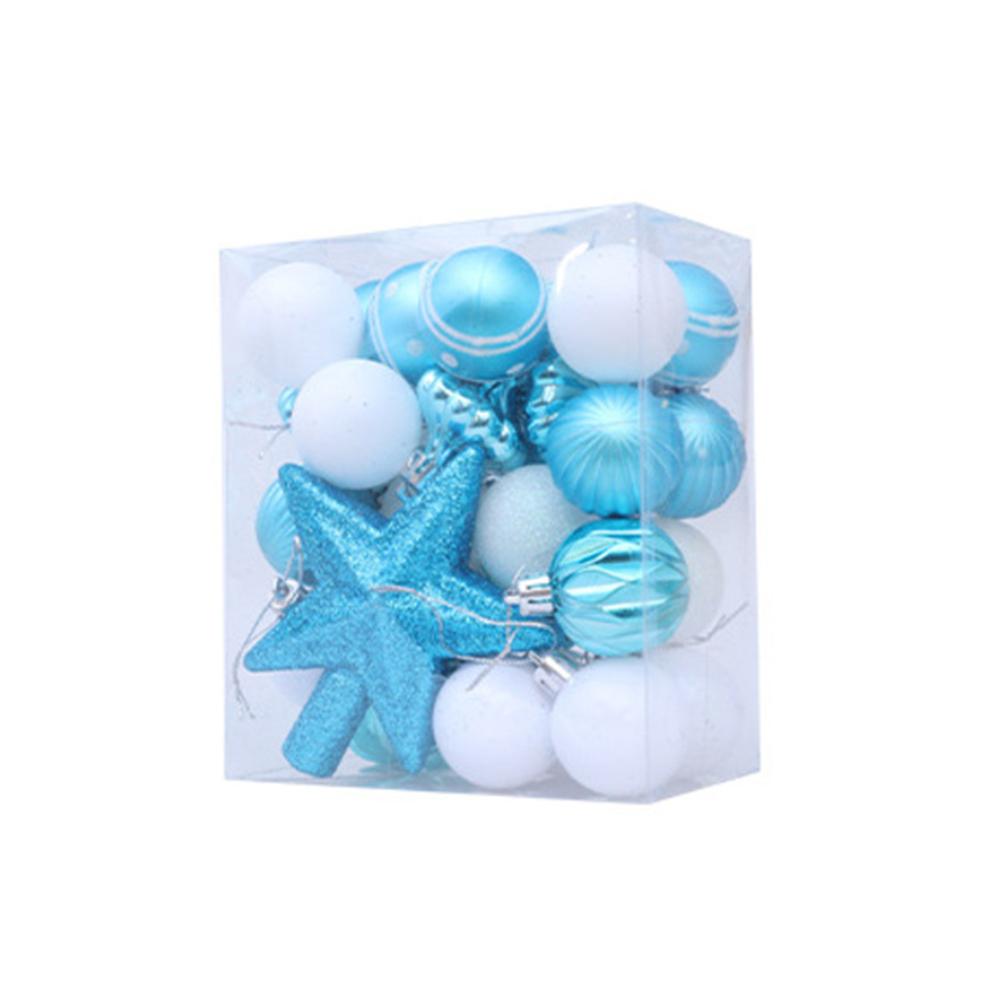 31Pcs Christmas Ball Ornaments 4cm Christmas Balls Glitter Top Star Xmas Tree Decorations For Home Decor Xmas Party Navidad