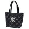 New York Yankees Silver Logo Diamond Pattern Tote Bag Women Tote Bags Black 3AORMJ26N-50BKS