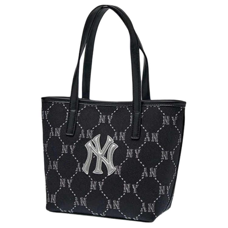 

MLB New York Yankees Silver Logo Diamond Pattern Tote Bag Women tote bags Black 3AORMJ26N-50BKS Basic Set (Bag)