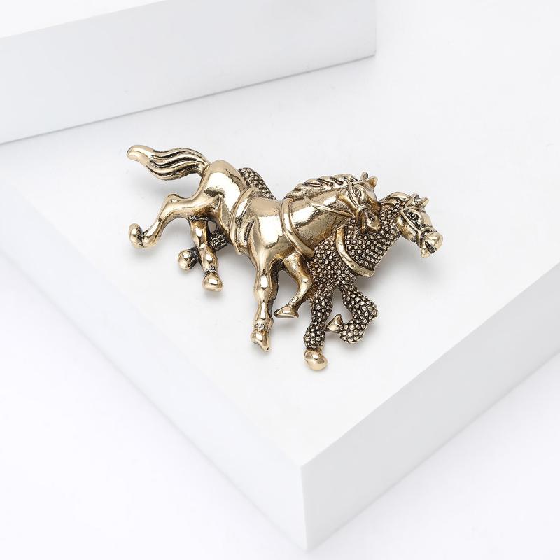 1 Piece 2-Color Animal Party Casual Brooch Pins Vintage Running Horses Brooches For Women Men Diy Accessories Gifts